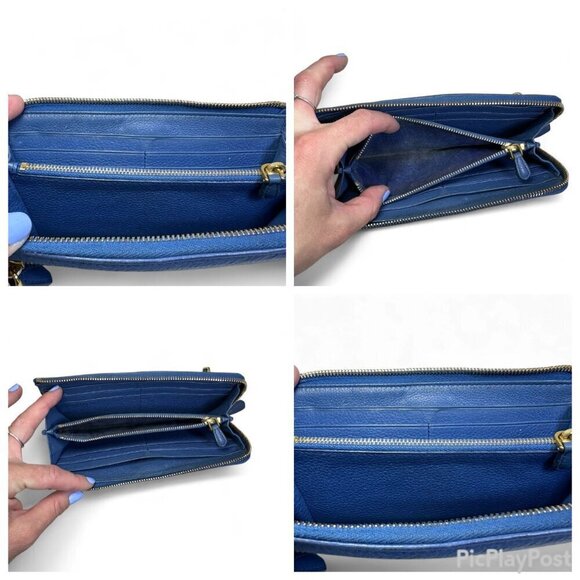 PRADA Saffiano Leather Long L Zipper Wallet, Blue - Picture 16 of 16
